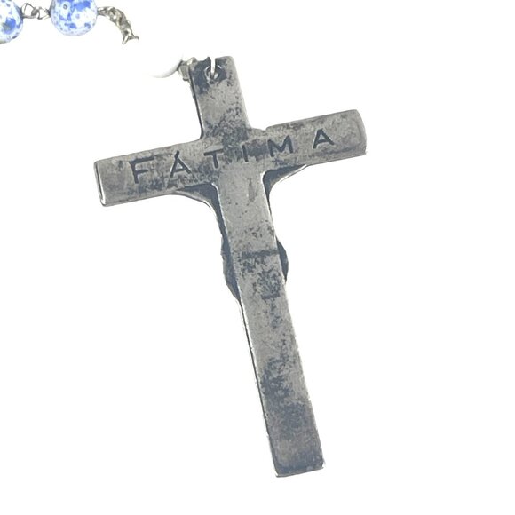 Vintage Fatima Blue & White Rosary Beads With Crucifix - Picture 6 of 7